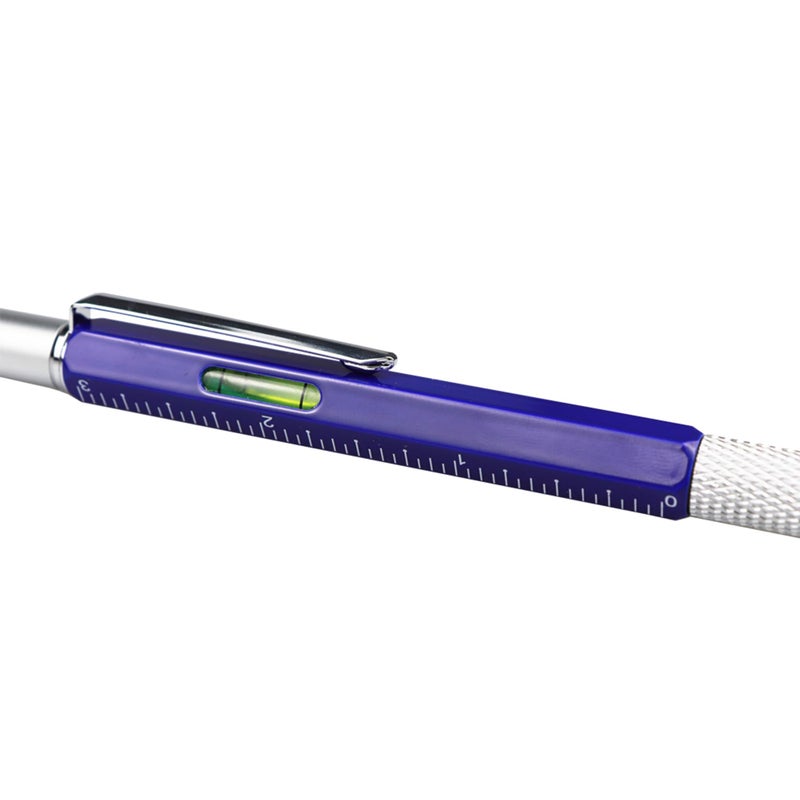 DUNBONG Metal Multi tool Pen 6-in-1 Stylus Pen - With Screwdriver, Ballpoint Pen Black ink, Stylus pen, Level and Ruler, 1-Count (Blue) - Image 5